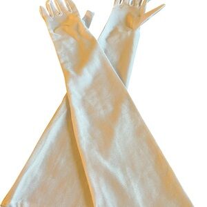Elegant White Satin Gloves